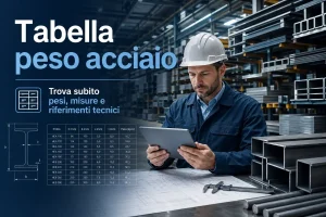 Tabella peso acciaio con prontuario tecnico profilati HEA HEB e lamiere in magazzino siderurgico